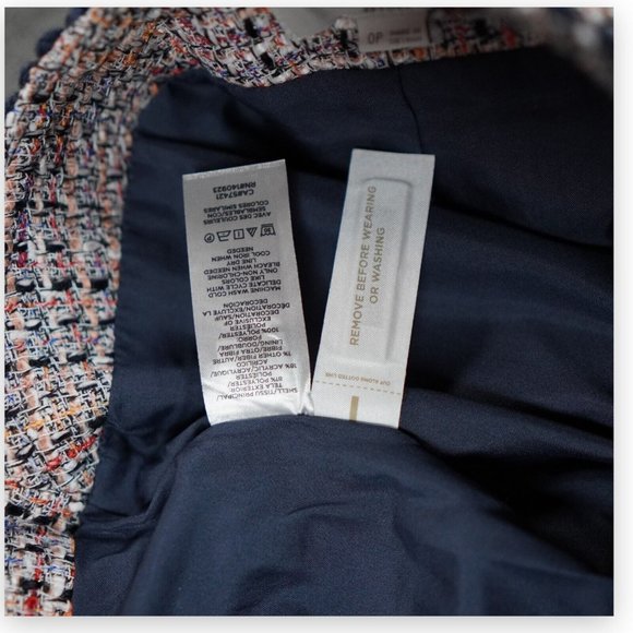 Loft Petite Tweed‎ Pocket Shift Skirt Size 0P White Blue Stylish Modern Mosiac - Picture 13 of 14